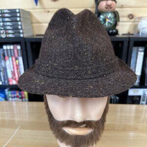 Vintage Biltmore HARRIS TWEED Scotland 100% Wool Fedora Trilby Hat Sz 7